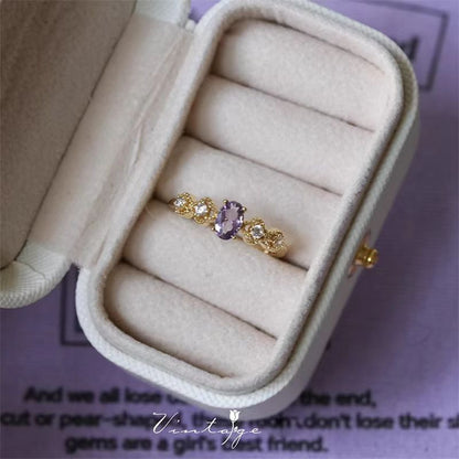 Vintage Jewelry French Retro Exquisite Niche Light Luxury Palace Style High-end Olive Green New Open Ring for Women