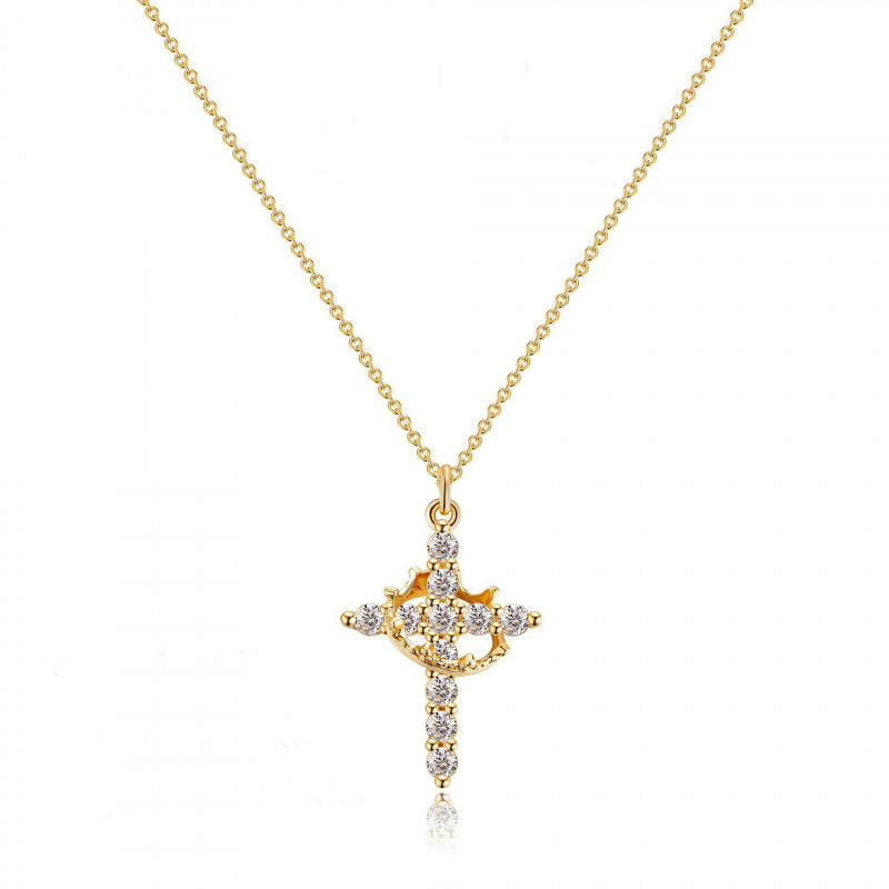 Crown and cross pendant necklaces, Easter necklaces, women and men and girls' daily party clothing, decorations, fashionable jewelry, Mother's Day gifts, outdoor fun
