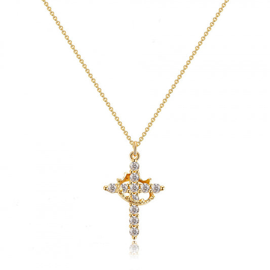 Crown and cross pendant necklaces, Easter necklaces, women and men and girls' daily party clothing, decorations, fashionable jewelry, Mother's Day gifts, outdoor fun