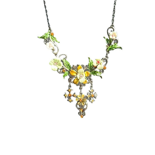 Summer Green Field New Retro Forest Style Floral Necklace Niche Elegant Light Luxury Exquisite Sweet Versatile Collarbone Chain