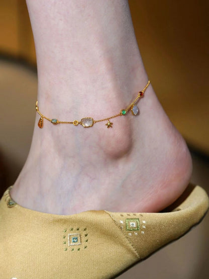 Summer Forest Style Starfish Shell Anklet for Women Ins Small Conch Beach Small Pendant Foot Chain Cute Sweet Accessories
