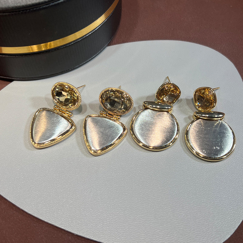 Cold Style Gold Drawing Geometric Earrings Sweet Cool Style All-Match Eardrops Earrings Ear Studs