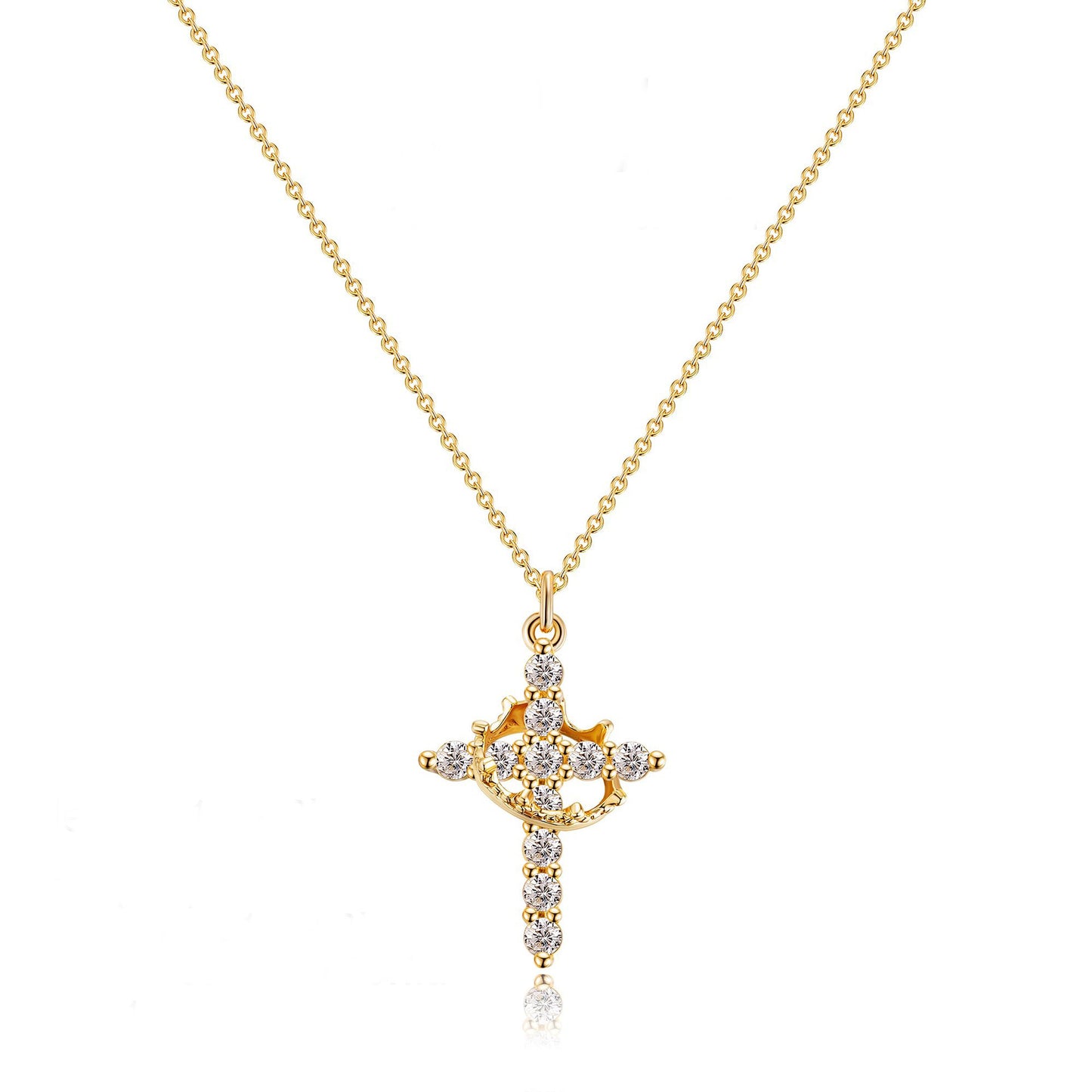 Crown and cross pendant necklaces, Easter necklaces, women and men and girls' daily party clothing, decorations, fashionable jewelry, Mother's Day gifts, outdoor fun