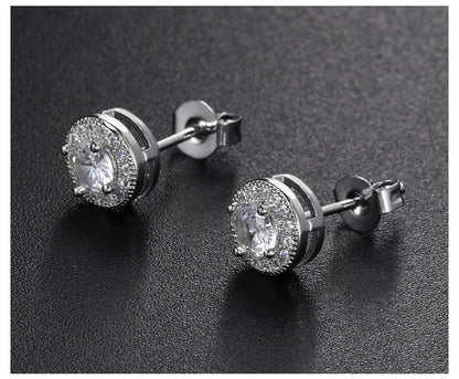 Moissanite earrings with round-cut bright stud earrings, fashionable jewelry suitable for both women and men