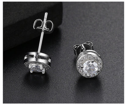 Moissanite earrings with round-cut bright stud earrings, fashionable jewelry suitable for both women and men