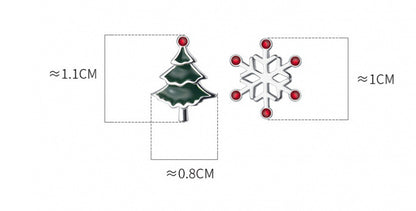Snowflake Christmas Tree Earrings Asymmetric Christmas Earrings