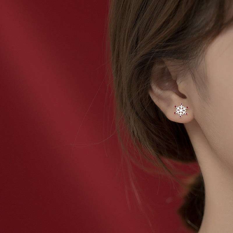 Snowflake Christmas Tree Earrings Asymmetric Christmas Earrings