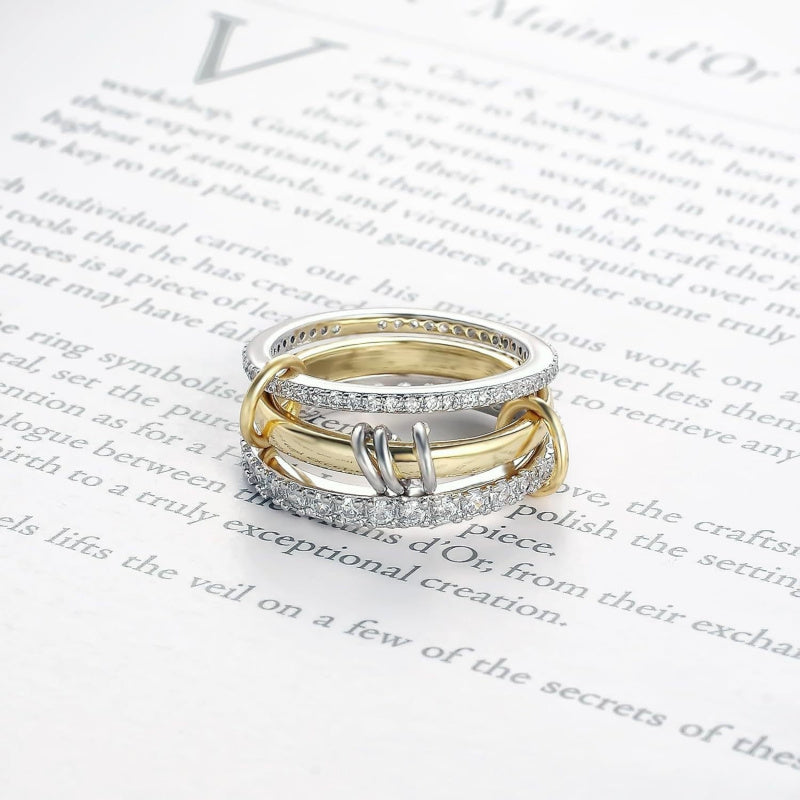 Interlocking Stackable Rings for Women - Multi-Ring Mixed Metal Stacking - Outdoor Fun