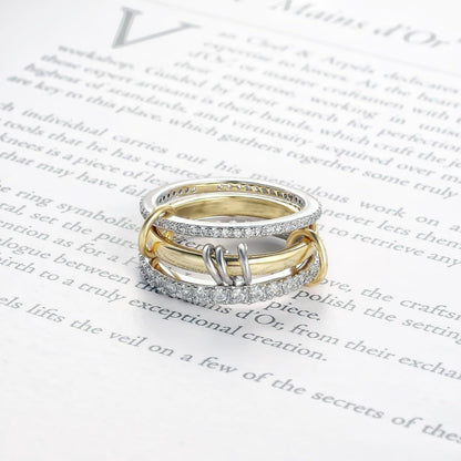 Interlocking Stackable Rings for Women - Multi-Ring Mixed Metal Stacking - Outdoor Fun