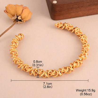 Vintage Hollow Metal Bracelet Medieval Style Personality Women's Bracelet Fashion Geometric Vintage Gold-Plated Versatile Simple Bracelet