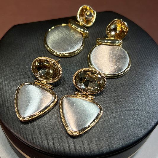 Cold Style Gold Drawing Geometric Earrings Sweet Cool Style All-Match Eardrops Earrings Ear Studs