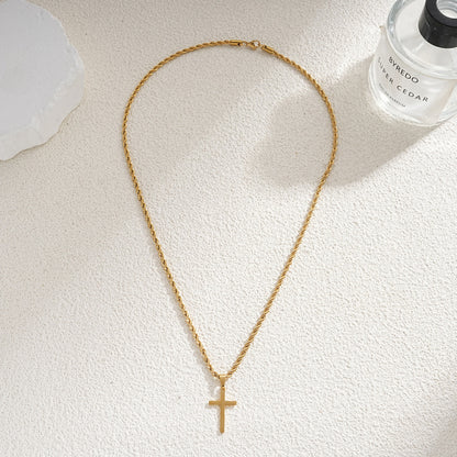 Men's stainless steel gold-plated cross-shaped design pendant necklace, men's necklace, party fashion jewelry, daily clothing decoration, all fashionable matching and exquisite jewelry, birthday gift, fashionable charm necklace