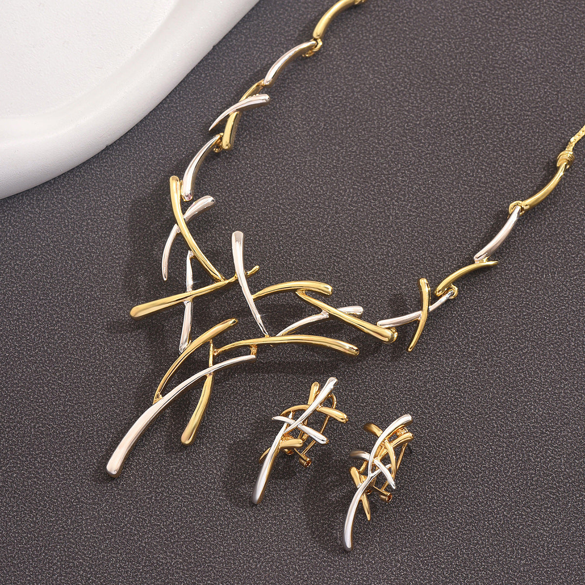 Bohemian Two-tone Cross Firework Necklace
