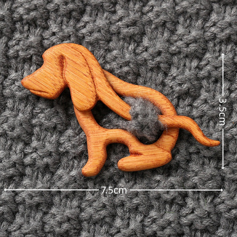 Brooch pin with wooden animal pattern Wooden Animal Brooch Gift
