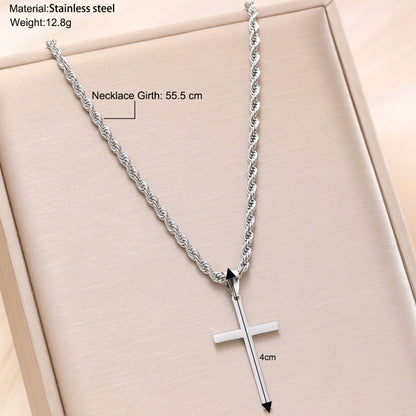 Men's stainless steel gold-plated cross-shaped design pendant necklace, men's necklace, party fashion jewelry, daily clothing decoration, all fashionable matching and exquisite jewelry, birthday gift, fashionable charm necklace