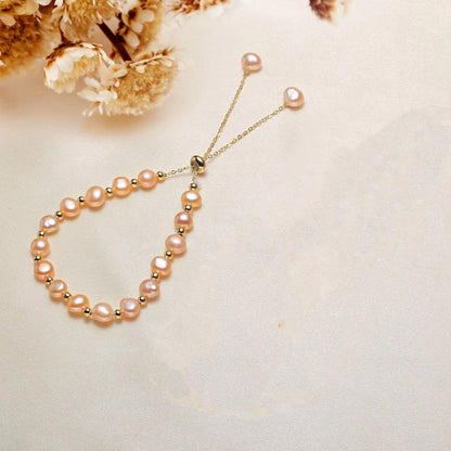 French Retro Baroque Irregular Pearl Pull Chain Bracelet for Women, Light Luxury High-end Niche Design, Fashionable and Versatile
