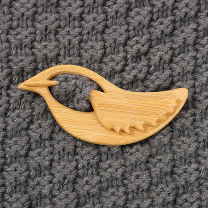 Brooch pin with wooden animal pattern Wooden Animal Brooch Gift