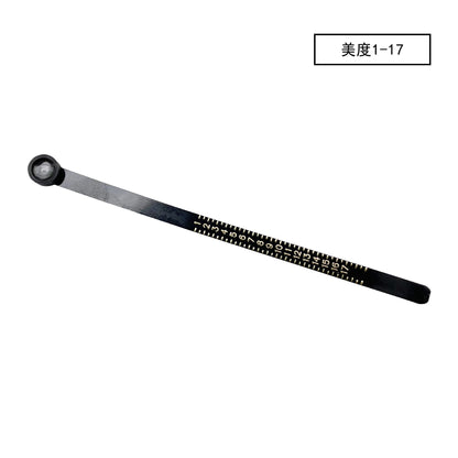 Measure the size of your finger with a magnifying glass ring and a ring tape measure