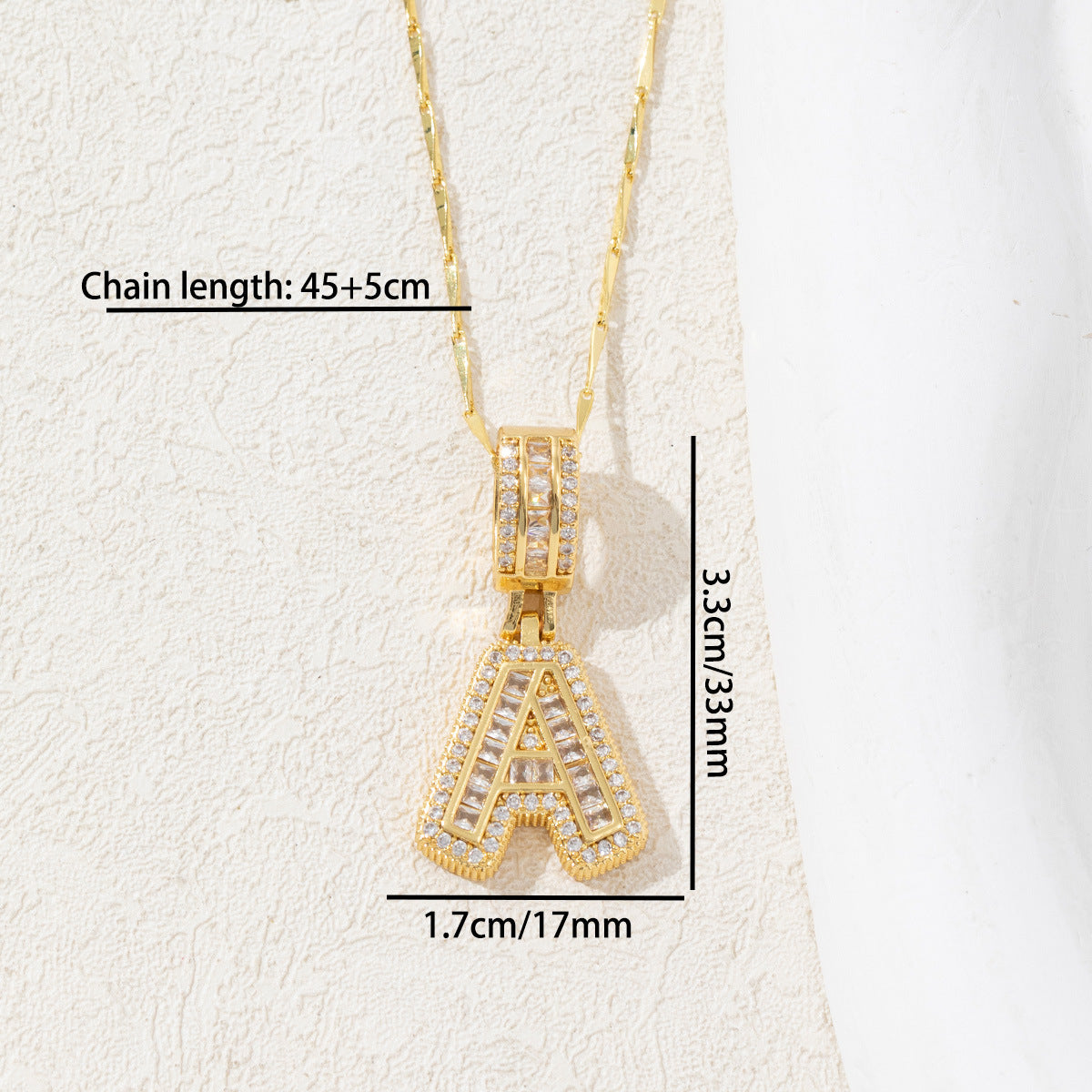2 Pack Initial Letter Pendant Necklaces with Zircon Stones