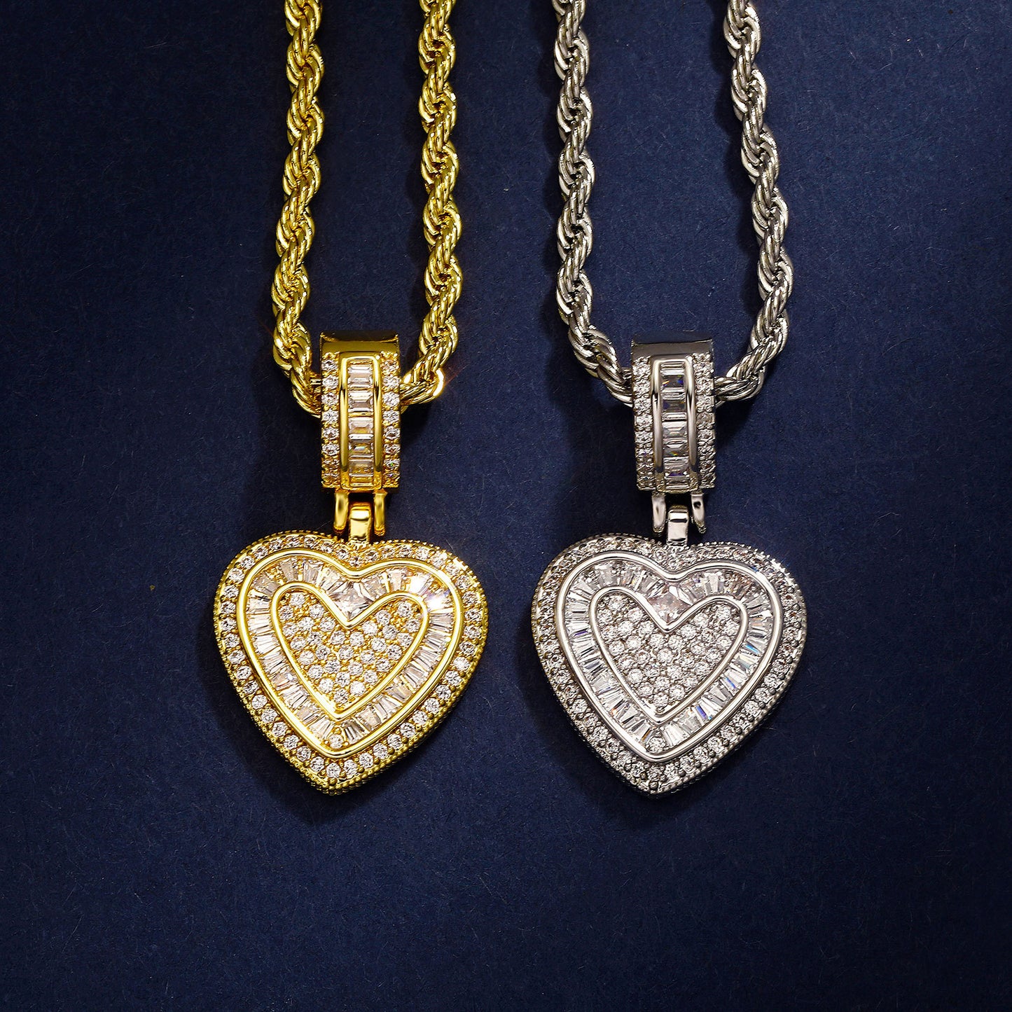 European and American Niche Gold-Plated Heart Collarbone Chain Metal Hip-Hop Accessories Sweater Chain Women Pendant Necklace Jewelry Wholesale