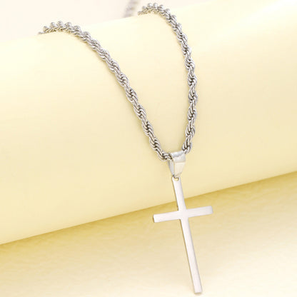 Men's stainless steel gold-plated cross-shaped design pendant necklace, men's necklace, party fashion jewelry, daily clothing decoration, all fashionable matching and exquisite jewelry, birthday gift, fashionable charm necklace