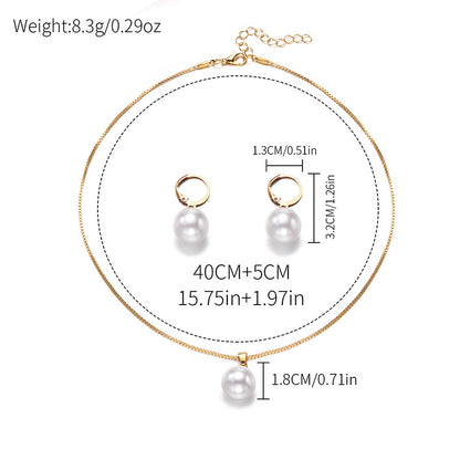 Fashionable pearl necklace and earring set, workplace and office fashion matching, birthday queue, party, outdoor