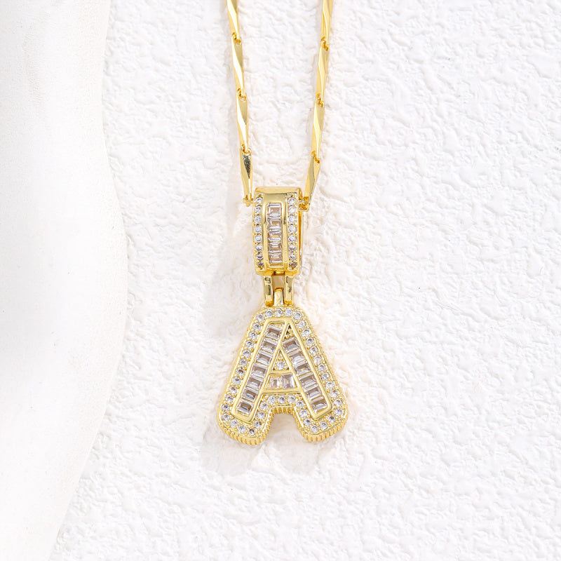 2 Pack Initial Letter Pendant Necklaces with Zircon Stones