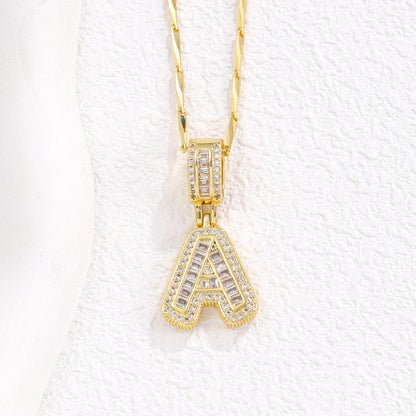 2 Pack Initial Letter Pendant Necklaces with Zircon Stones