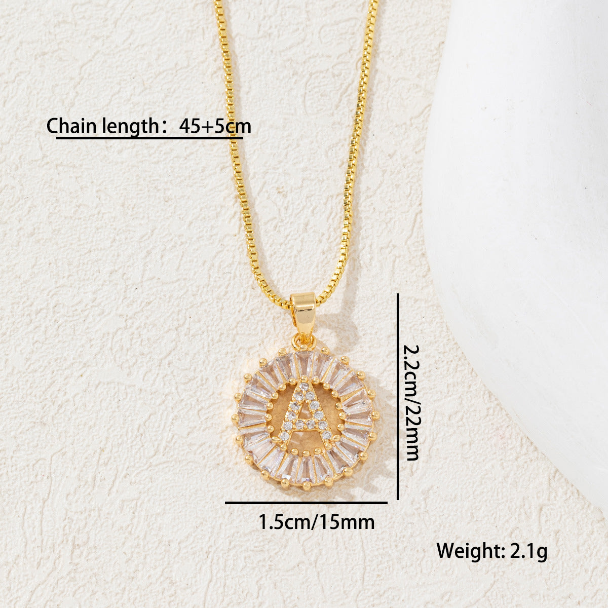 2 Pack Initial Letter Pendant Necklaces with Zircon Stones