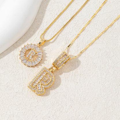 2 Pack Initial Letter Pendant Necklaces with Zircon Stones